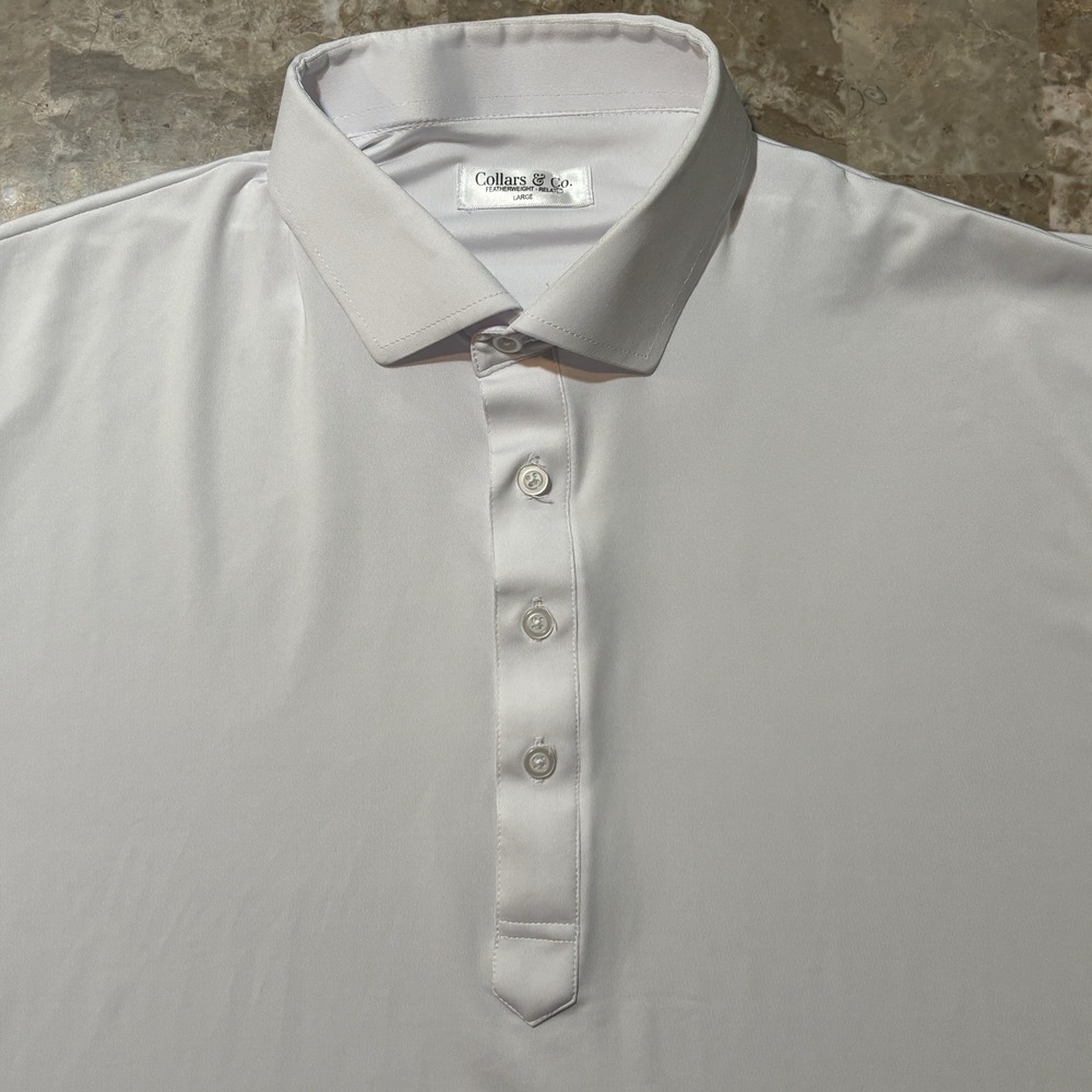 Collars And Co Polo Shirt Mens Large Relaxed Fit White Featherweight Dress